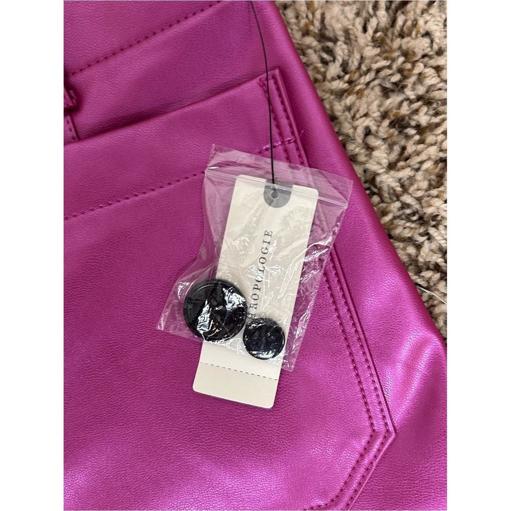 Maeve Anthro The Colette Cropped Wide-Leg Vegan Leather Pants Rose Pink Size 30 - Picture 7 of 10